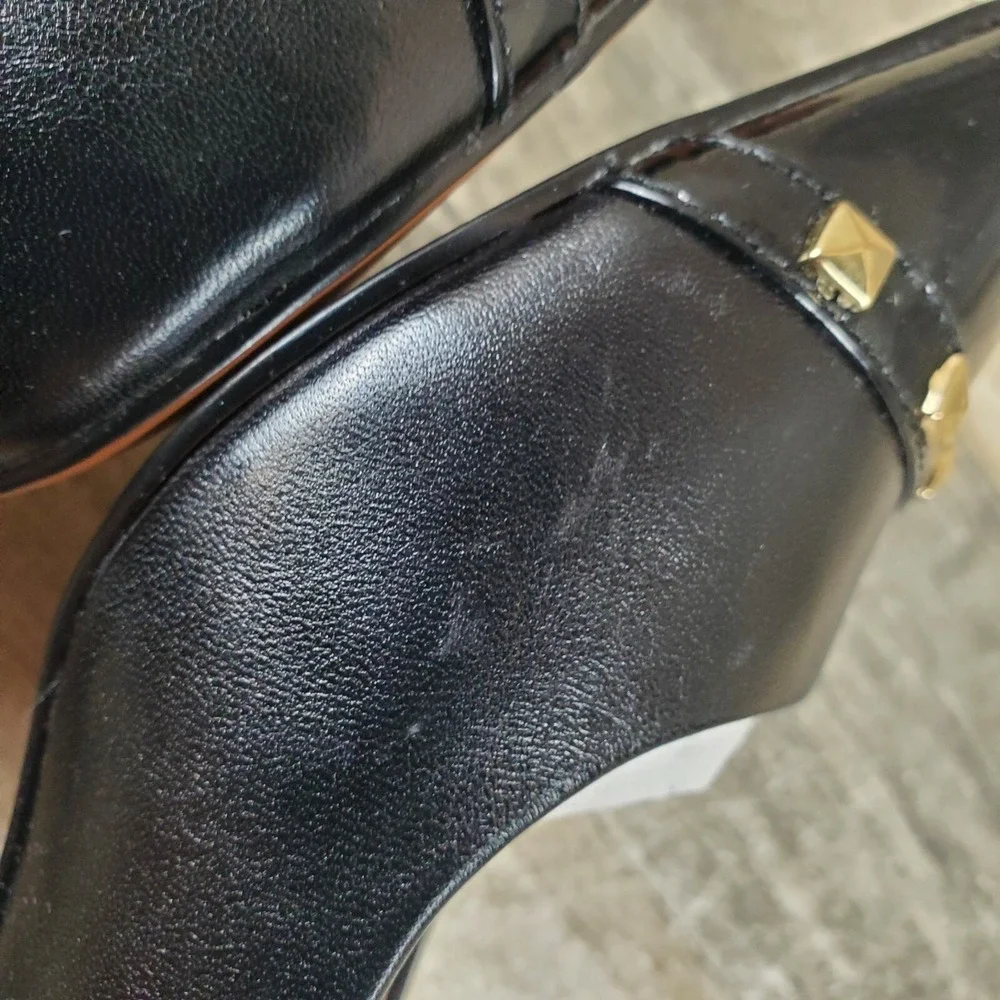 Linea Paolo Perkins Womens Shoes Sz 5.5 M Black Leather Stiletto Heel Pumps